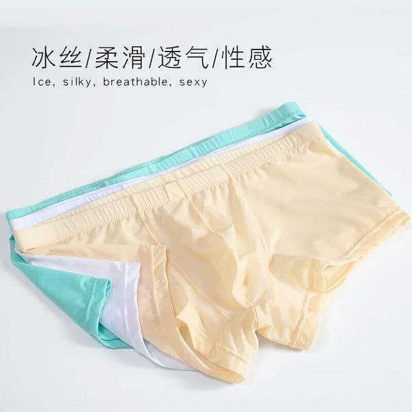 

мужское нейлоновое ледяное шелковое нижнее белье ультратонкое сексуальное полупрозрачное мужское боксерское нижнее белье 10 цветов m410, Black;white