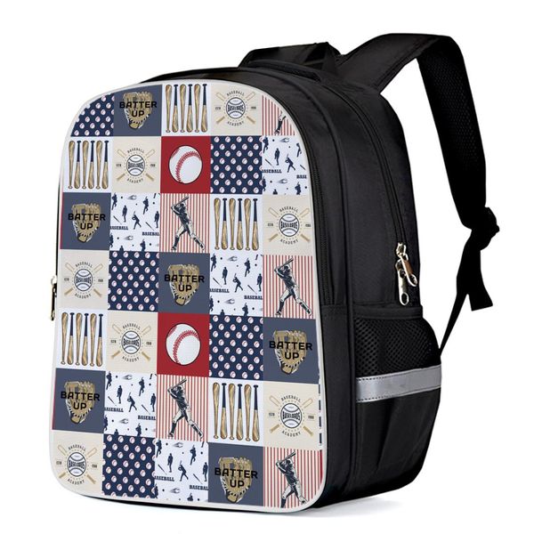 

baseball sports red white blue backpacks school bag child book bag sports bags bottle side pockets school student silver edge