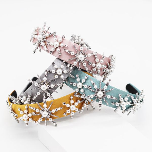 

new fashion simple stars pearl geometry multicolor headband street dance party travel show hair accessories 952, Golden;white