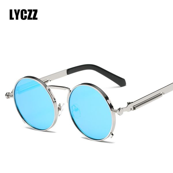 

lyczz round retro punk sunglasses summer cool goggles vacation outdoor sport shade glasses uv400 2019 steampunk eyewear, White;black