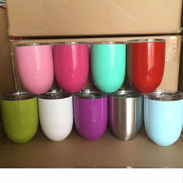 

10oz egg cup wine glass tumbler double wall vacuum insulated stainless steel coffee mug with lids fedex shipping a05
