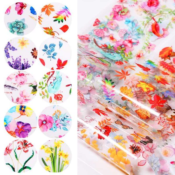 

mad doll 10pcs nail sticker flowers colorful series nail foils art transfer sticker art diy design decorations, Black