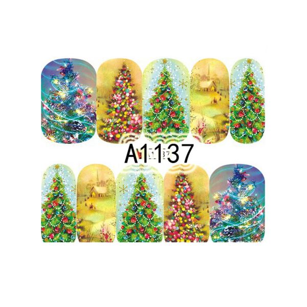 

5pcs cute christmas nail art nail aticker new year slider tattoo water decal full wraps designs decals, Black