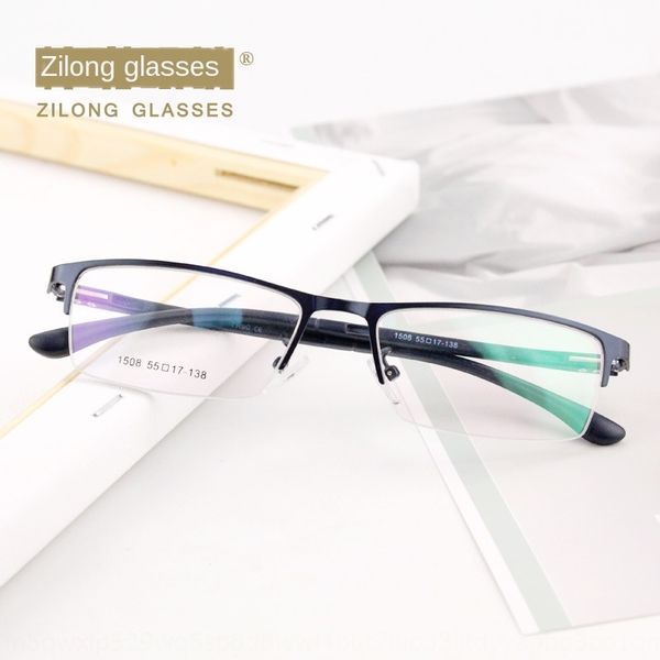 

classic business steel plate men's half-frame metal glasses gentleman frame plain glasses, Silver