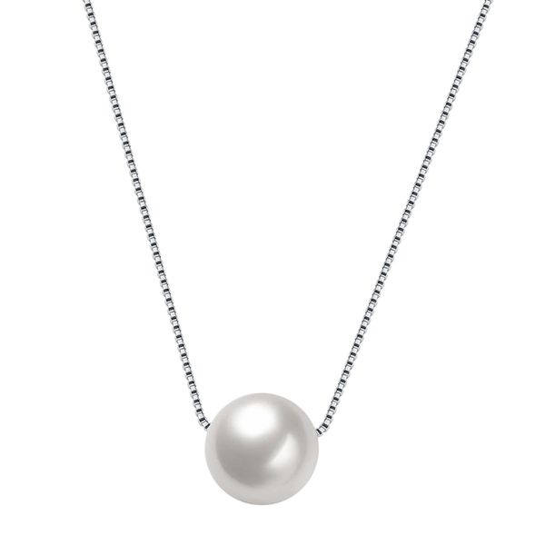 

white pearl pendant necklace silver