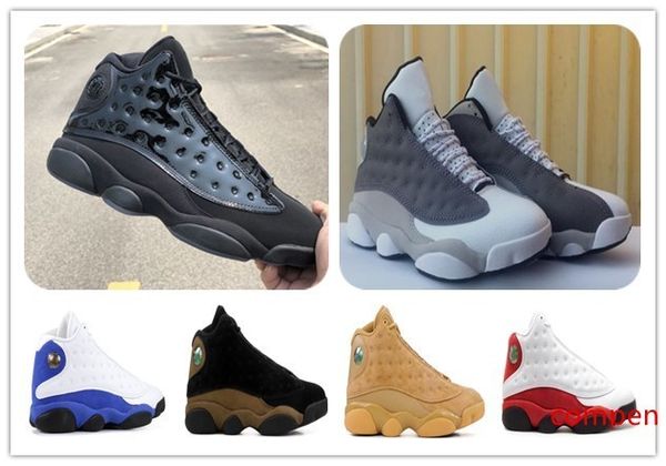 

with box 13 cap and gown basketball shoes 13s atmosphere grey chicago bred xiii wheat sports sneaker men footwears athletics ment