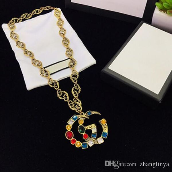 

new product colorful irregular crystal pearl necklace female tiger dragon and phoenix earrings alphabet retro exaggerated brooch, Gray