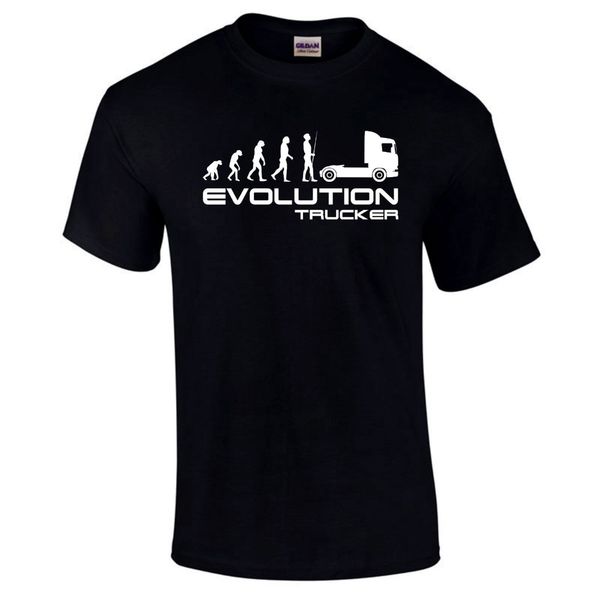 

fashion summer t shirt evolution trucker lorry hgv driver v8 present gift t-shirt tee shirt, White;black