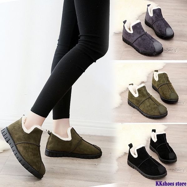 

ankle boots snow boots women flats winter fashion warm winter short new arrival women shoes fur plush insole shoes, Black