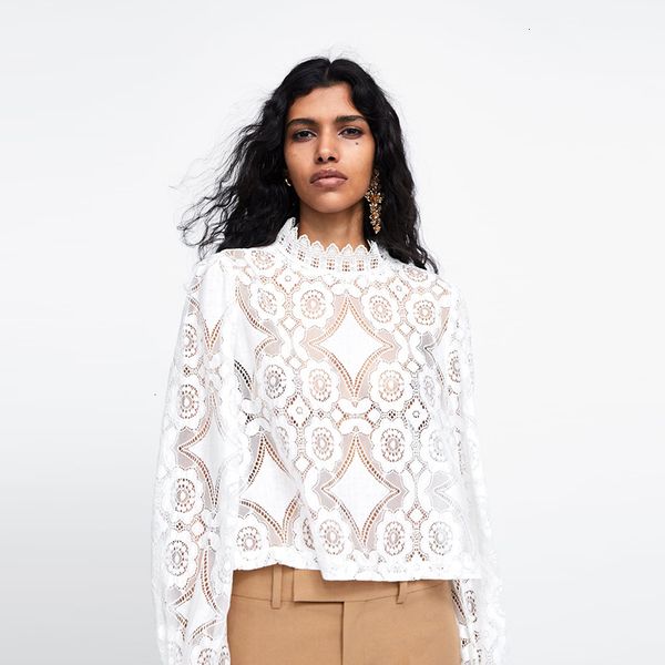 

ladies women blouse 2019 new fashion summer petal sleeve laced blouses sweet o neck white lace blouses ladies casual shirts
