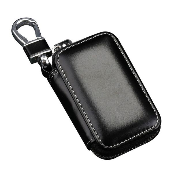 

universal leather zipper car key fob case cover holder protector keychain bag