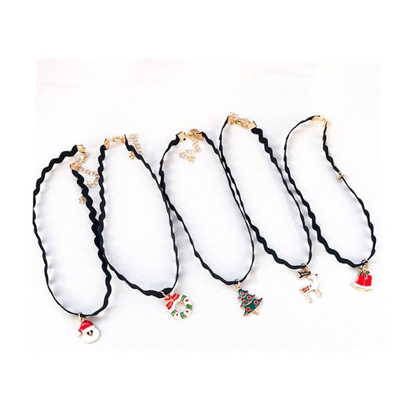 

doreenbeads fashion christmas chock necklace ornaments deer christmas tree old man bell wavy shape pendant trendy charms,1 pc, Golden;silver