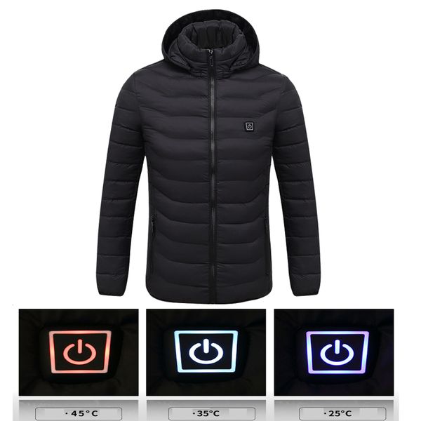 

winter warm heated jacket men women usb infrared heating hooded jacket electric therml clothing waterproof skiing hiking, Blue;black