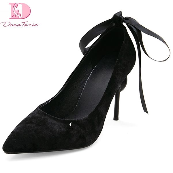

doratasia 2020 dropship thin high heels big size 50 riband office lady women shoes woman elegant pumps female, Black