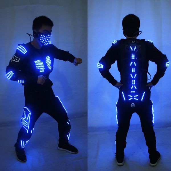 

Color Led Light Up Robot Suit With Led Mask Led Armor Luminous Dancing Performance Clothes DJ Stage Dance Wear