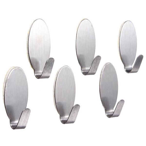 

6x stainless steel towel adhesive holder kitchen wall door coat hanger silver