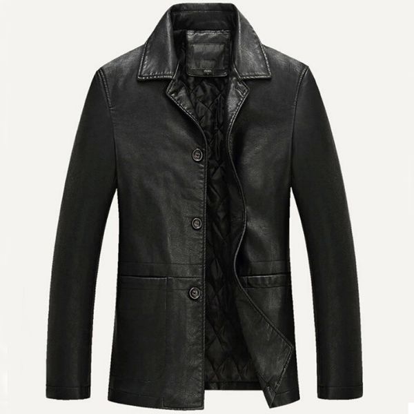 

man jaqueta masculinas inverno couro leather jacket men soft pu leather jacket male business casual coats large size xxxl 4xl, Black