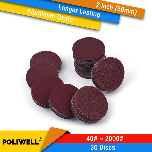 

30pcs 2 inch(50mm) aluminum oxide hook&loop red grain dry sanding discs for woodworking dremel power tools polishing accessories
