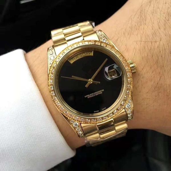 

new fashion mens watches automatic mechanical mens watch wristwatches 40mm diamond stainess steel sapphire glass mens watches, Slivery;brown