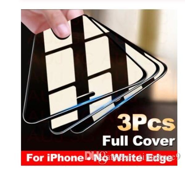 

bigbang 3pcs full cover protective glass on for iphone 11 pro max tempered glass film on iphone x xr xs max screen protector curved edge