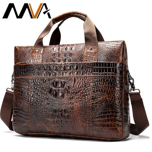 

mva male briefcase/bag men's genuine leather bag for men leather lapbags office bags for men crocodile pattern handbag 5555 cj191212