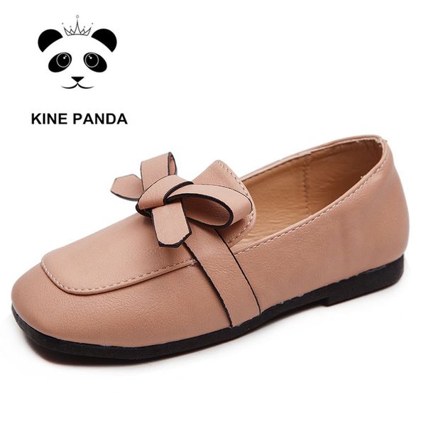 

kine panda kids shoes for girls princess leather dress flats 2 3 4 5 6 7 8 9 years old student children toddler girl footwear, Black;grey