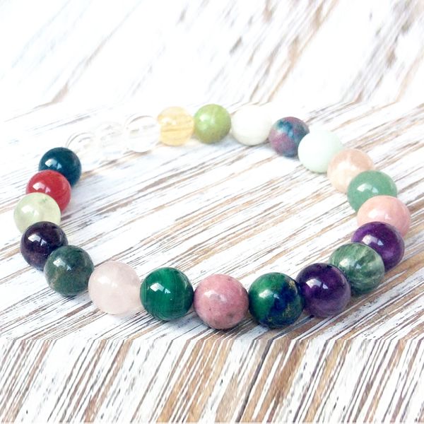 

wholesale big love crystals bracelet mix gem stone bracelet for women opening the heart chakra, Golden;silver