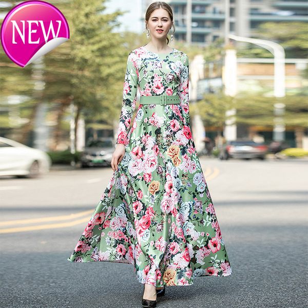Super Quality Grace Printing Suit Dress 2020 Autumn Round Neck