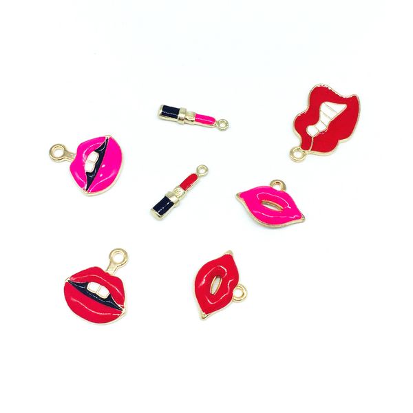 

20pcs/lot mouth lips/lipstick floating enamel charms alloy gold-color pendant fit necklaces bracelets diy jewelry accessories, Silver