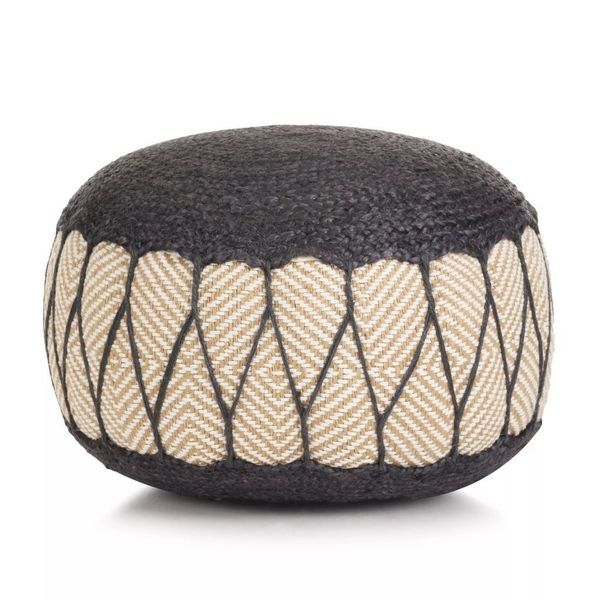 

woven jute and cotton pouf 50x30 cm blue other home textile