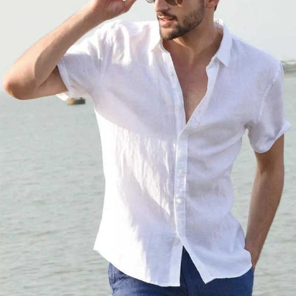 

elegant 2020 male tee casual shirts men social shirts short dress button turn down collar white slim fit men clothes camisa, White;black