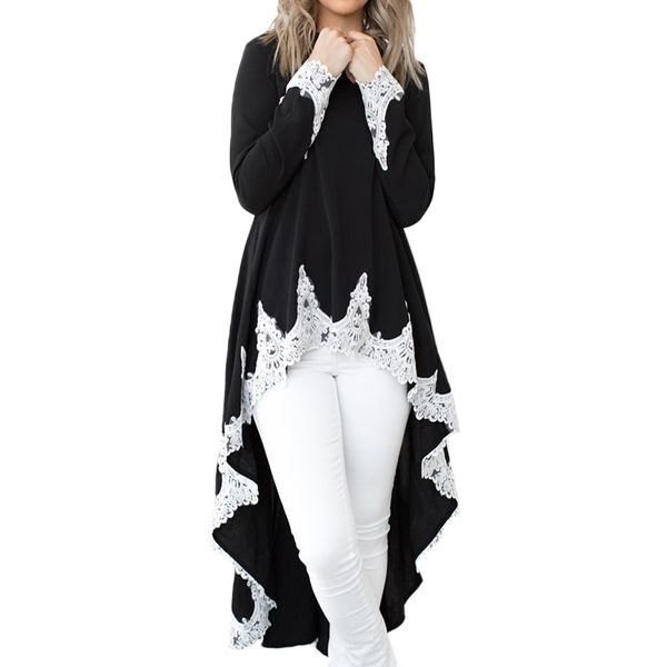 

женщины с длинным рукавом кружева блуза зима осень 2020 casual сыпучие элегантный лоскутная длинные топы плюс размер топы, White