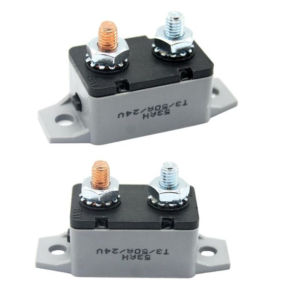 

2 pieces 12v-24v car boat audio circuit breaker manual reset fuseholder 50a