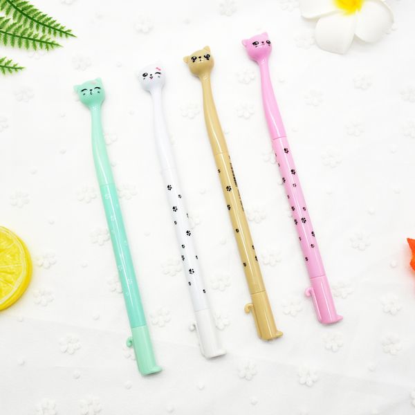 

5pcs new japanese style cartoon signature pen cute cat gel pen stationery black 0.5mm school office stationery