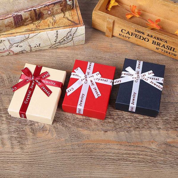 

10pcs square jewelry case storage box ring earring holder package bowknot decor