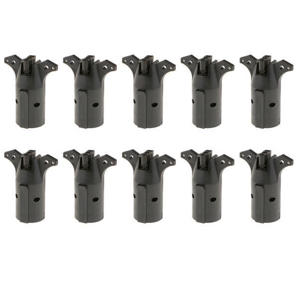 

10x 7 way round to 4 pin flat trailer light adapter plug connector rv boat