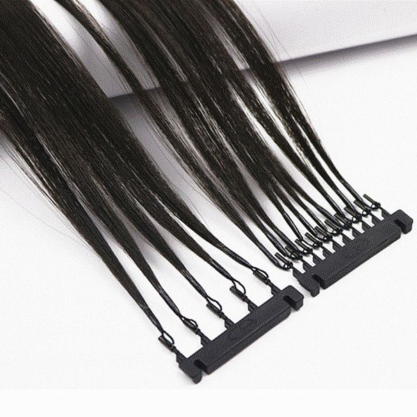 

remy human hair extension fast to install 6d tip hair extension g2 9a 20 24 28 inches simple safe efficient human hair wig, Black