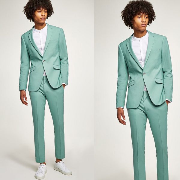 

new mint green groom pants suits 2 pieces notched lapel groom wear slim fit men formal wedding tuxedos, Black;gray