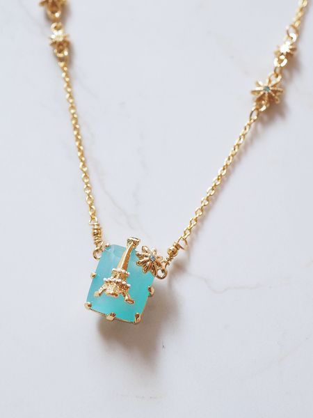 

2019 new luxury women jewelry love in paris series paris tower gem star necklace, Silver