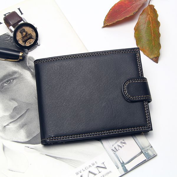 

luxury black men wallets leather bifold short wallet for men hasp slim standard purse male billetera hombre clutch money bag, Brown;gray