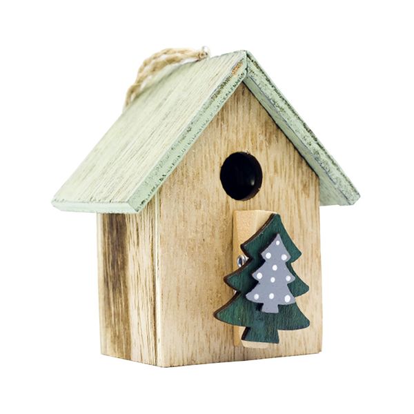 

party cabin house wooden decoration mini diy christmas ornament children home cute hanging lightweight gift festival