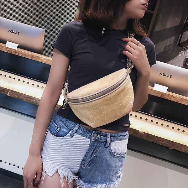 

2020 new fashion waist bag sequel chain women's bag oblique span multi-function