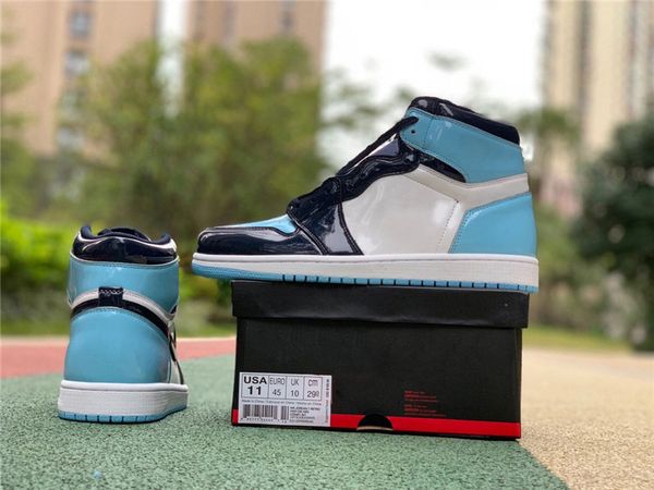 

2019 new authentic 1 high og unc patent asg wmns 1s obsidian blue chill-white basketball shoes sneakers men women cd0461-401