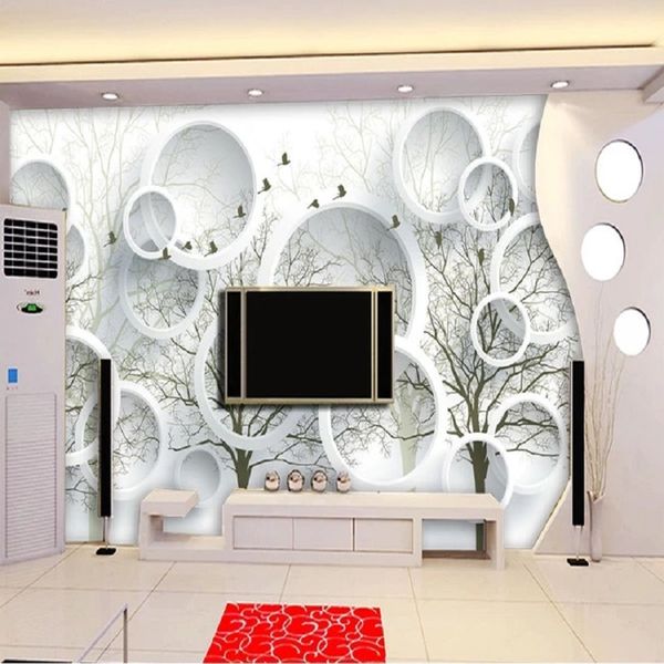 

custom large mural 3d wallpaper modern creative stylish abstract tree circle living room tv back wall decor deep 5d embossed