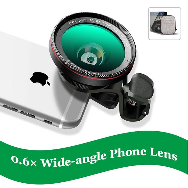

3-in-1 HD 15X Macro Telescope Lens for Smartphone Anti-Distortion 0.6X Wide Angle SLR Lens with Clip Optical Glass Phone Camera Lente Kit