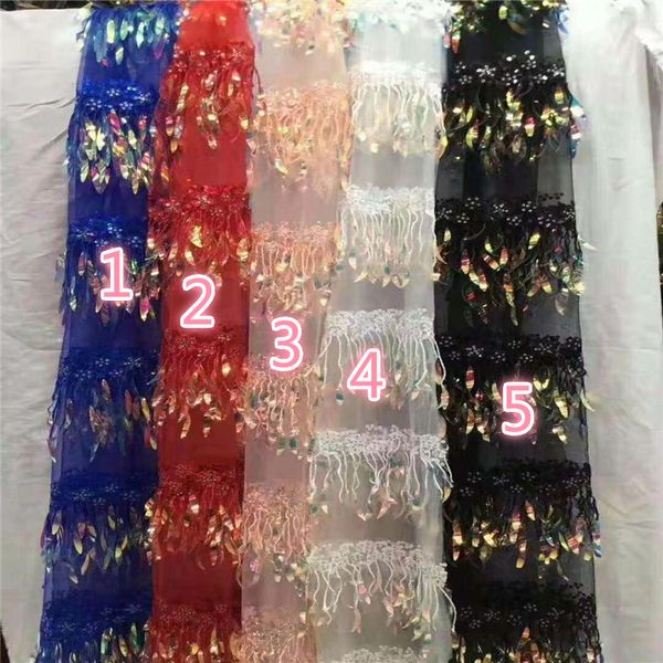 

mesh bottom color tassel embroidery fabric women's clothing children's clothing dress wedding dress embroidered fabric, Pink;blue