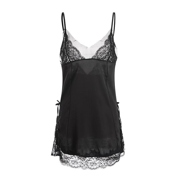 

lace dress deep v-neck nightdress underwear dress clothing products women's clothing honeymoon lace nightdress, Black;red