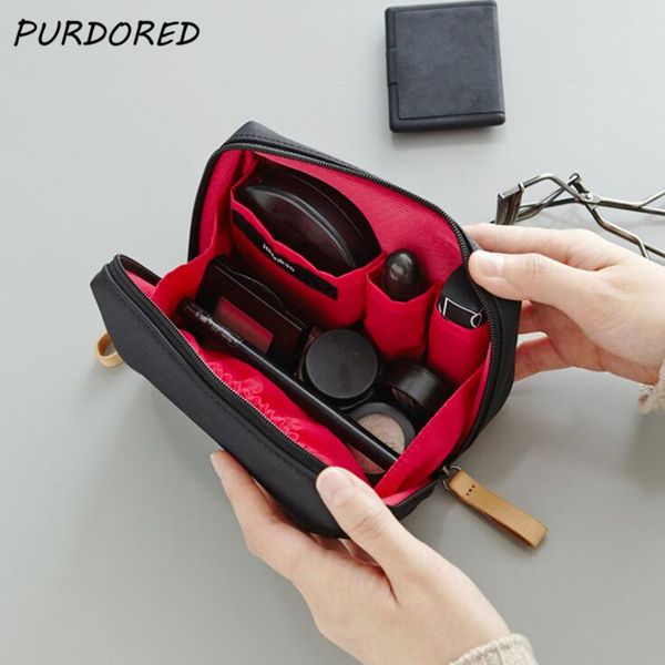 

purdored 1 pc solid color cosmetic bag waterproof women quick makeup bag travel neceser wash case toiletry dropshipping