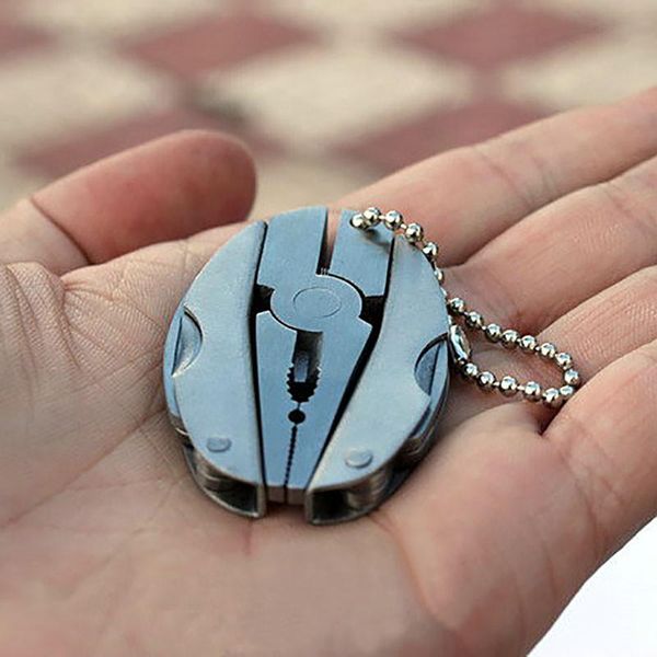 

camping portable outdoor mini foldaway multi function tools set pocket keychain pliers knife screwdriver key chain llaveros, Silver