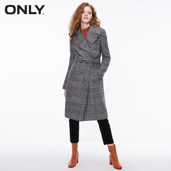 

only women's autumn straight fit woolen coat | 11834s512, Black;brown